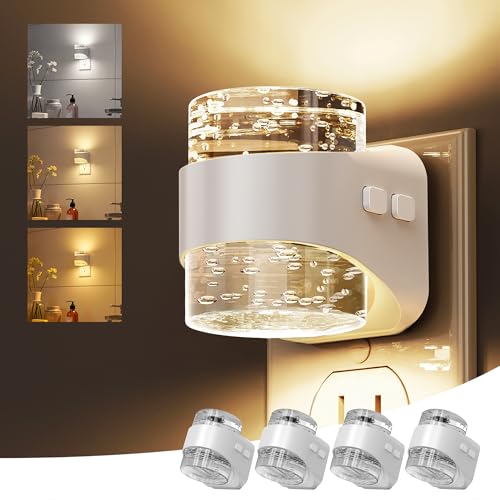 Image of L LOHAS LED Night Light, 3CCT Bubble Night Lights Plug into Wall,4 Pack 3000K /4000k /5000K Adjustable Night Light,Dimmable Nightlights with Dusk to Dawn Sensor for Rooms Bathroom Hallway