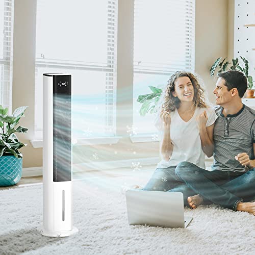 Homcom 42" Portable Evaporative Air Cooler, 3-In-1 Ice Cooling Fan Humidifier With Remote, Timer, Oscillating, Led Display, And 1.6 Gal Water Tank, White #TOP1