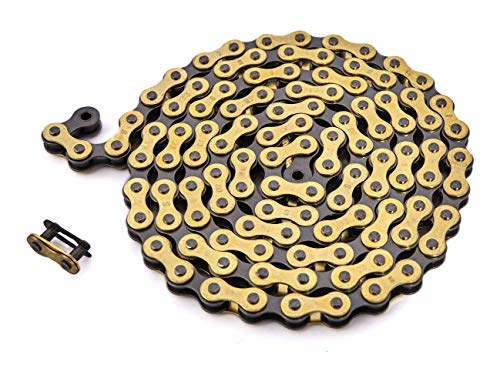 KHE BMX/FIXIE Kette 1/2 x 1/8 112 Glieder Links nur 385g mit Kettenschloss I4 - viele Farben (gold)