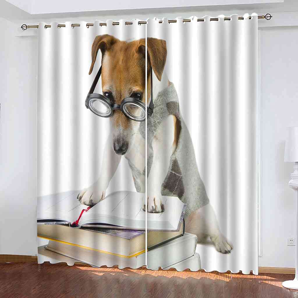 Rideau occultant 3D chien pour chambre rideau thermique à oeillets 200x160 cm