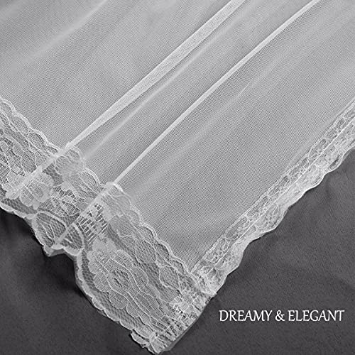 Image of Dark Grey Blackout Curtains 96 Inch Length with White Sheer Voile - Double Layered Mix and Match Nursery Grommet Curtains for Living Room,52 by 96 in, 2 Pieces