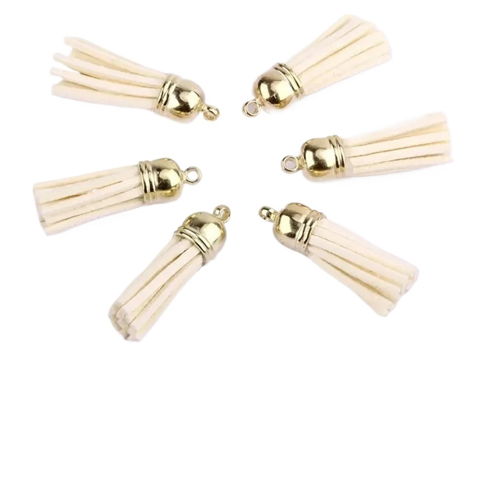 Mini Tassels 50Pcs Keychain Tassels Bulk Leather Tassels for Jewelry Making Colored Suede Tassel Pendant Keychain Accessory Craft Making for Crafts(Beige)