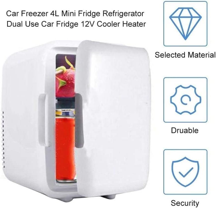 Mała lodówka Mini lodówka samochodowa 4L Przenośna lodówka samochodowa do domu 12V Grzałka chłodnicy Dostępne w 2 kolorach (Color : Bianco)