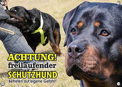 Petsigns Hundeschild - Rottweiler - uv-beständiges Metallschild - Schutzhund Warnschild, DIN A5 Cover