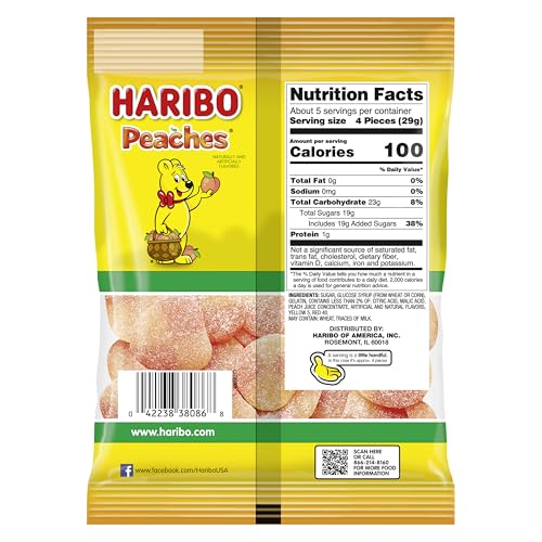HARIBO Peaches Sugar Coated Gummy Candy, 5 oz. Bag image 5