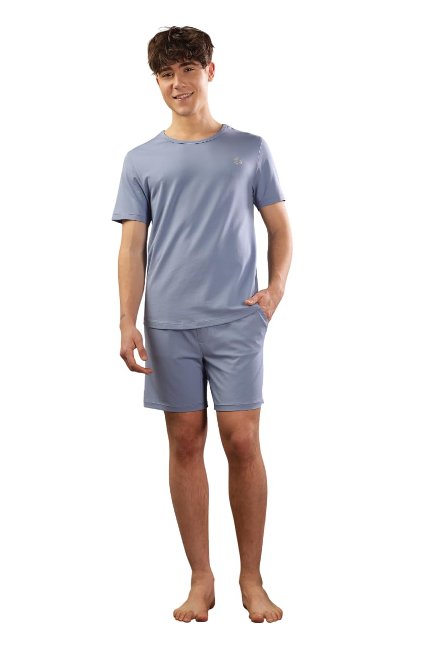 Men's Body Recharge Sleepwear Set | Stylish Round Neck T-Shirt and Short Set | Body Adaptive Fabric for Lasting Sleep Comfort | Ultra Soft Stretch | Premium Nightwear for Men-image-36
