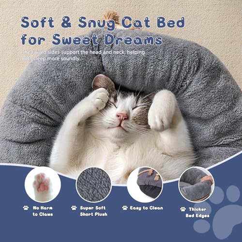 pesen Cat Bed & Small Dog Bed with Supportive Walls, Thick Bottom, Calming Donut Shape, Soft Durable Fabric, 20x20x10 Cat Beds for Indoor Cats - Image 3