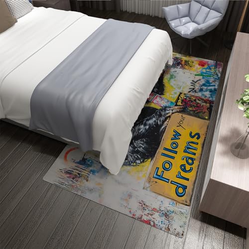 Tapis style de rue 100x150 intérieur moderne carpette graffiti multicolore