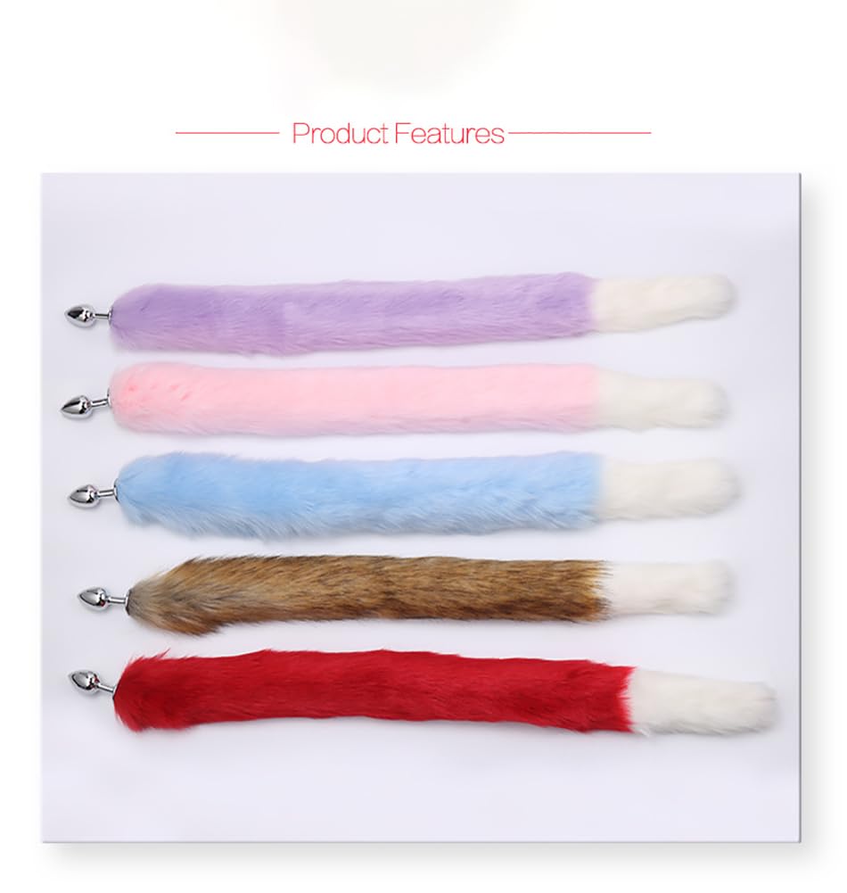 30.3 Inch Fox Animal Costume Tail Faux Fur Wolf Butt Tail Long Anal Butt Plug Fox Cat Butt Plug Furry Plush Tail Plug Valentines Day Cosplay: Purple