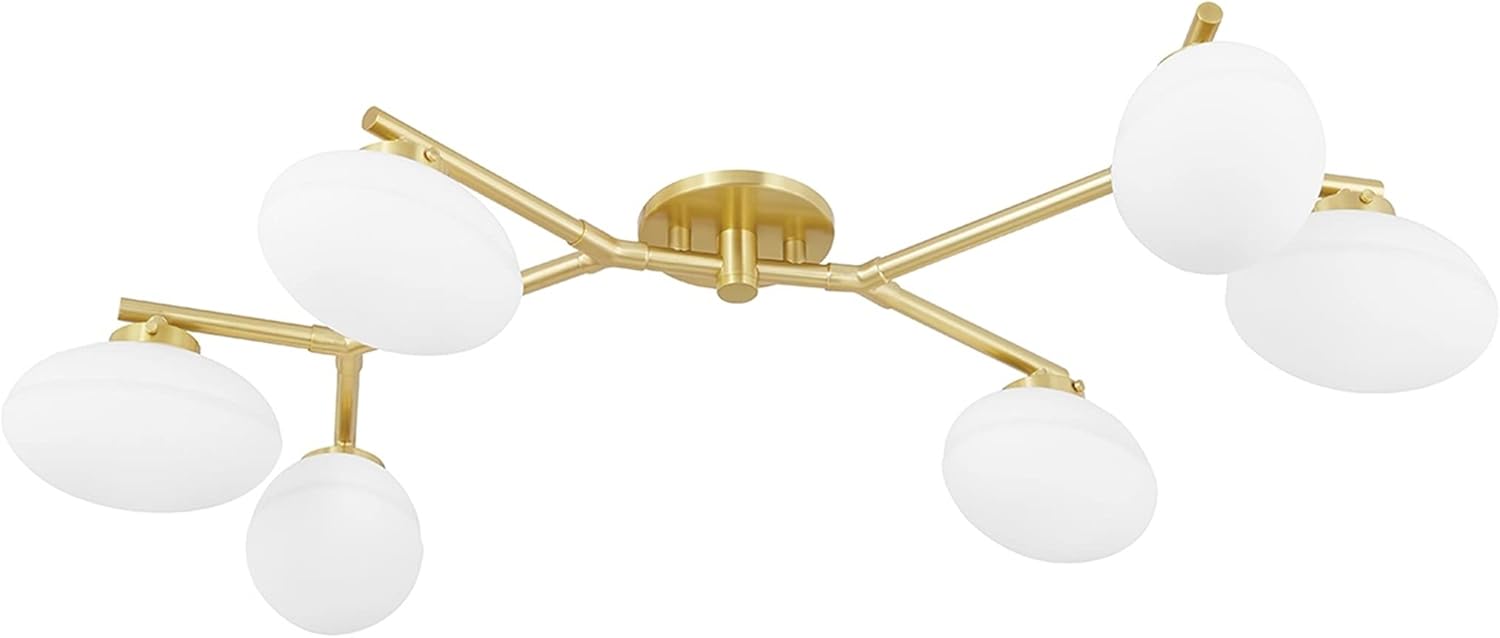 Hudson Valley Lighting Wagner - 6-Light Semi Flush - Aged Brass Finish - Opal Glass