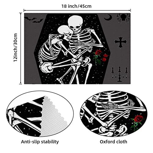 Set de table squelette pour vos repas d'Halloween et soirées à thème - Lot de 6 antidérapants - 5