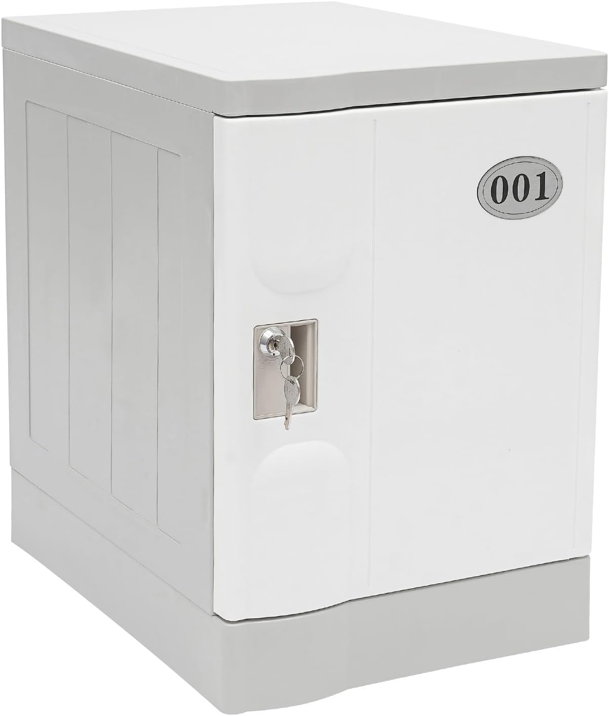 DNYSYSJ Lockable Storage Cabinet, 2 Layers 19" Lockable Storage Cabinet with Keys Great Locker for Home, School, Office Outdoor Toy Box, Shoe Cabinet, Bedside Dresser/Nightstand (White)