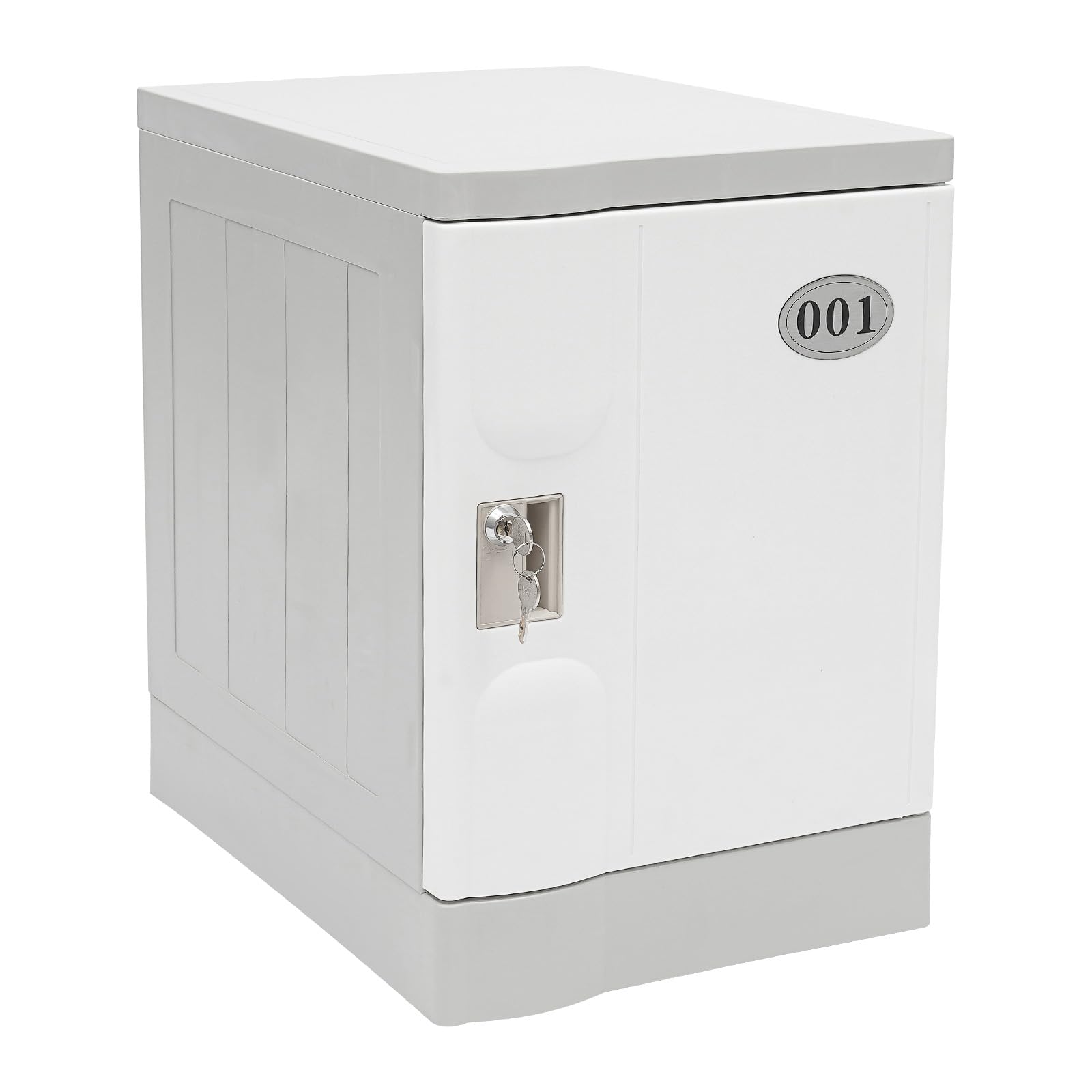 DNYSYSJ Lockable Storage Cabinet, 2 Layers 19" Lockable Storage Cabinet with Keys Great Locker for Home, School, Office Outdoor Toy Box, Shoe Cabinet, Bedside Dresser/Nightstand (White)