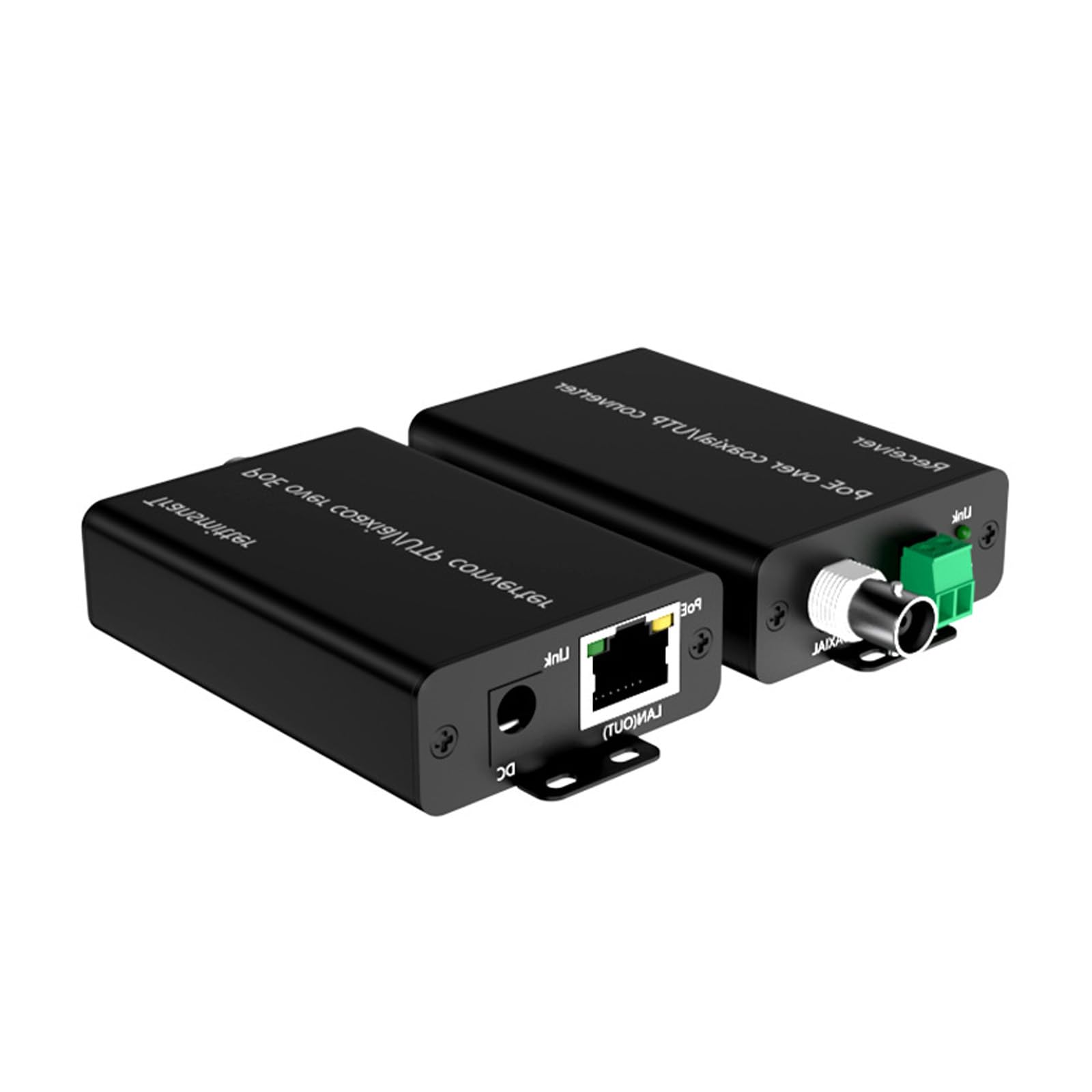 1 Metall PoE Koaxial Extender, 500 m Datenkonverter für Überwachungskameras und Netzwerkgeräte, Power Over Ethernet Netzwerk Extender