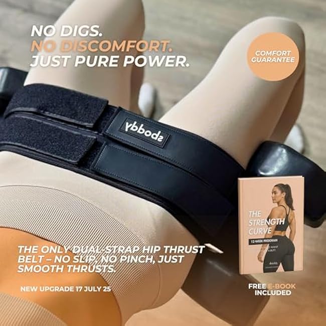Hip Thrust Belt with Dual-Strap Design ¨C Booty Builder for Heavy Dumbbells, Kettlebells & Plates Up to 400 lbs ¨C Comfortable Glute Workout Equipment for Women ¨C Coach Tested ¨C Home & Gym Use.