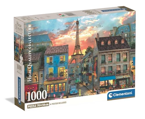 Clementoni - Puzzle pour Adultes 1000 Pièces, HQC Streets of Paris - Compact Box, Fabriqué en Italie, 39983