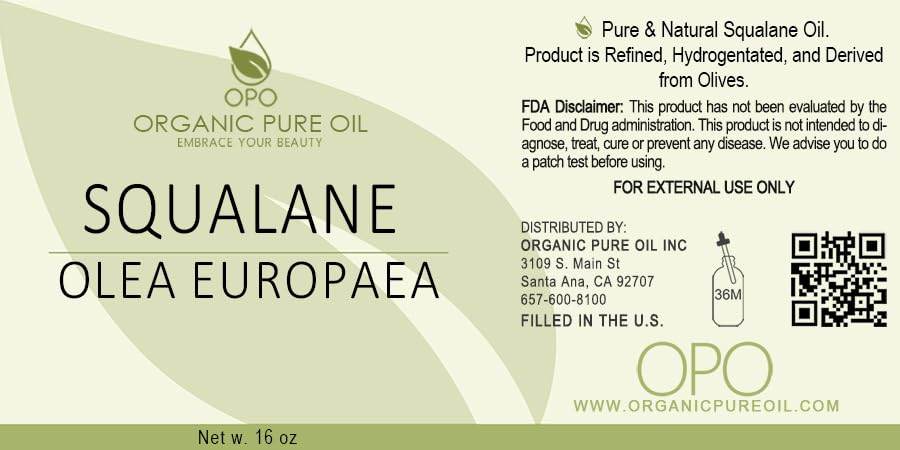Miniatura 2 de OPO Aceite de escualano, puro, natural, derivado de plantas, sin OMG, refinado, 16 onzas, alternativa al escualeno, de oliva, aceite portador ultra