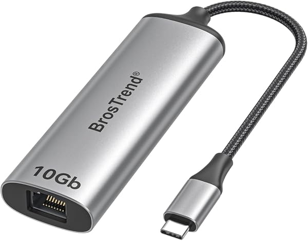 BrosTrend Adapter 10 Gb/s USB-C na Ethernet do laptopów MacBooków Plug&Play | Zgodny z Thunderbolt, do systemów macOS, W