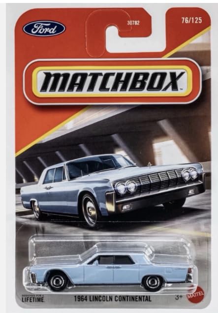 Matchbox 1964 Lincoln Continental Die-Cast Scale Model Car, Blue, 1:64 Scale, #76/125