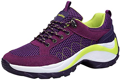 KOUDYEN Damen Turnschuhe Laufschuhe Fitnessschuhe Freizeit Atmungsaktive Mesh Sportschuhe,XZ006-purple-EU35