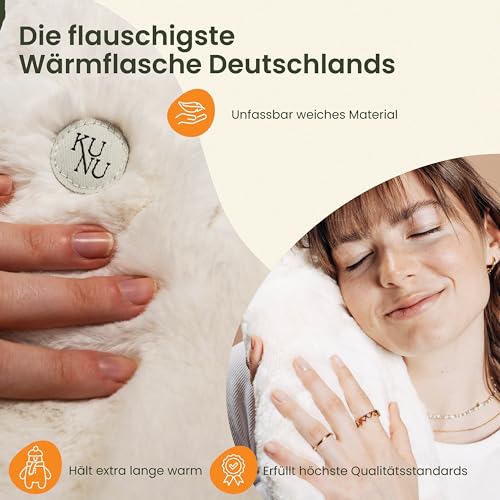 KUNU® original Wärmflaschengürtel - Premium Wärmflasche Lang mit Gürtel zum umbinden - 130cm Perioden Wärmegürtel - Plüsch Wärmflasche mit Bezug - Wärmflasche Gürtel mit Geschenkverpackung