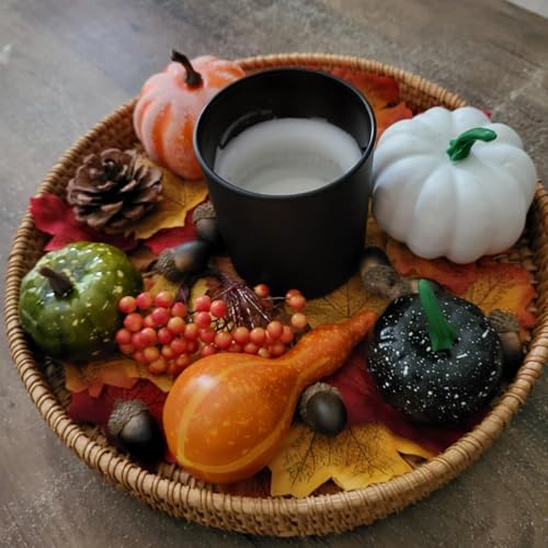 Artificial Pumpkins Decorations Set,150P Autumn Home Decor Artificial Fall Maple Leaves,Small Acorns,Pine Cone,Gourds,Pumpkin for Autumn Thanksgiving Decor,Halloween,Fall,Home Harvest Table Decoration - Image 5