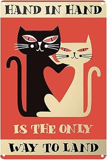 8x12in(20x30cm) Metal Tin Sign Wall Metal Sign Nostalgic Wall Metal Plaque Funny House Plaque For Restaurant Bar Pub Kitchen Garage Hand In Hand Is The Only Way To Land Funny Artwo