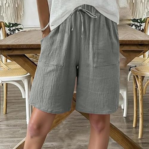 Pantalon d'été court lin femme fluide large coupe casual - 3