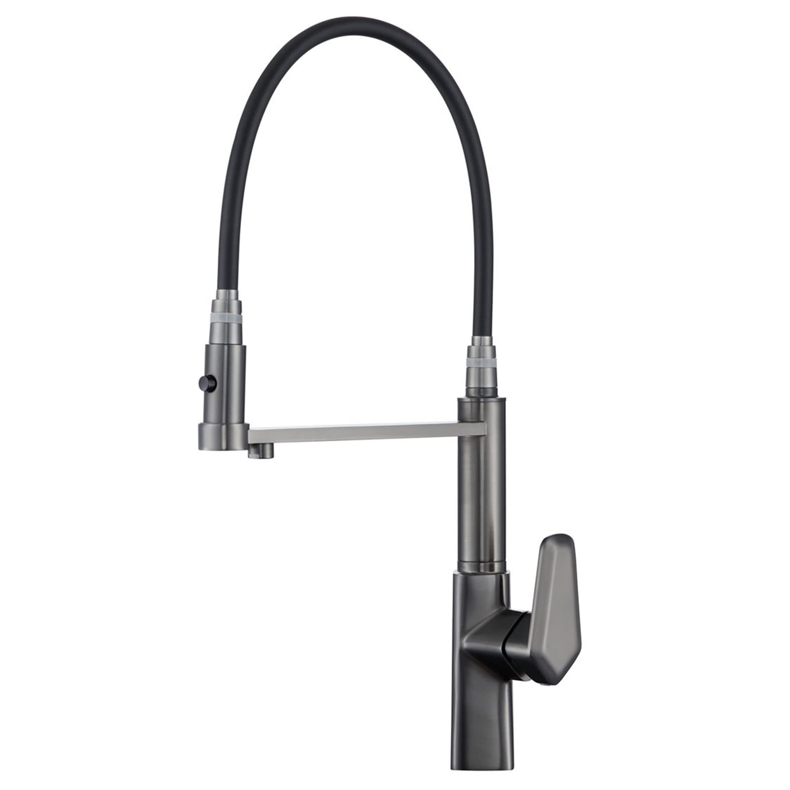 Rubinetto per lavello da Cucina Interamente in Rame, Colore Grigio Canna di Fucile, Acqua Potabile, Filtro Girevole a 360° con doccetta Estraibile, Miscelatore monocomando per acqu