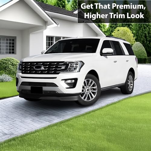Image of BOGAR TECH DESIGNS for Ford Expedition 2018-2021 Front Chrome Delete - Precut Vinyl Overlay Kit, Gloss Black Blackout Trim