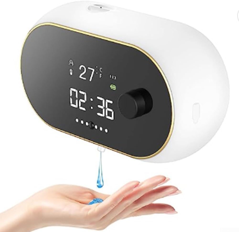 Dispenser automatico di sapone liquido da 450 ml, montaggio a parete, senza contatto, con sensore IR e temperatura, dispenser di sapone ricaricabile tramite USB, per cucina e bagno (bianco