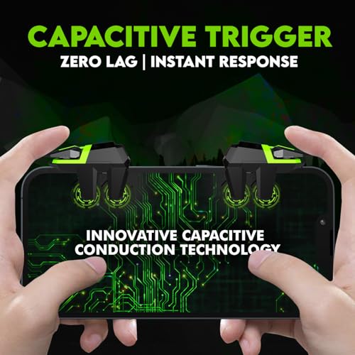 Image of SpinBot Battlemods Raze 4 Buttons Smartphone Capacitive Gaming Trigger|6 Finger Claw Control|Zero Lag response | For Bgmi /Free Fire Max /Cod Mobile - (Black)