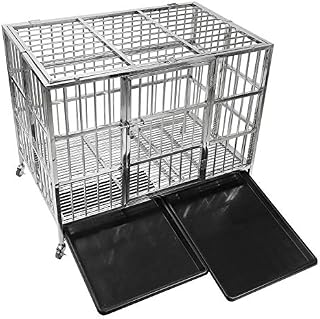 confote 42” Heavy Duty Stainless Steel Dog Cage Kennel Crate and Playpen