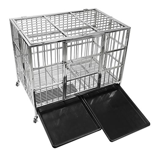 confote 42” Heavy Duty Stainless Steel Dog Cage Kennel Crate and Playpen
