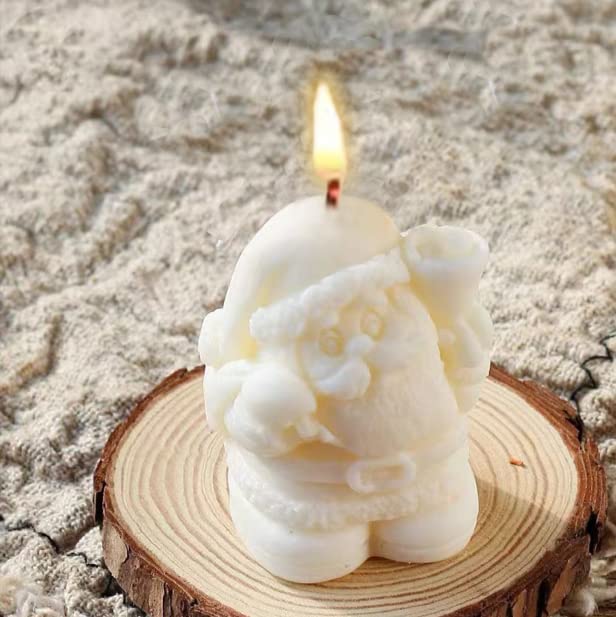 1.8 oz. Christmas Santa Claus Candle Aesthetic Ribbed Candles Minimalist Geometric Shaped Candles Soy Wax Scented Candle Art Decorative