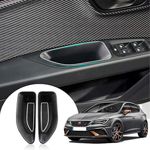 LFOTPP Car Front Door Handle Storage Box for Seat Leon MK3 5F, Armrest Container Organizer Tray 2pcs Cover