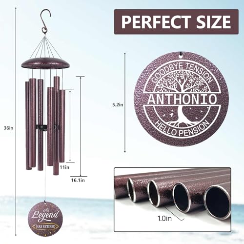 Image of ASTARIN Personalized Retirement Wind Chimes for Women Man, Happy Retirement Gift 36 inch Wind Chime for Teacher Coworkers Boss, Personalized Tree of Life Deep Tone Windchime Retiree Gift Ideas