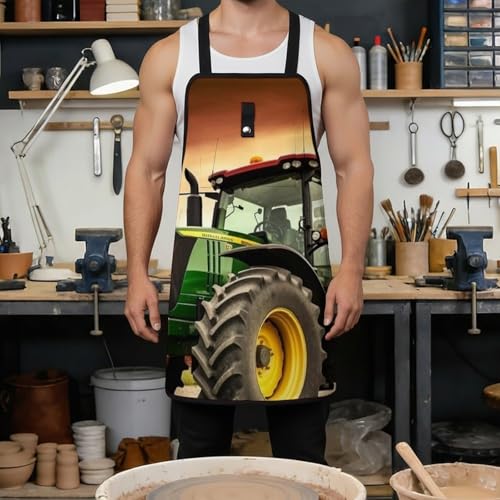Delantal de trabajo con diseño tractor y bolsillos miniatura 4