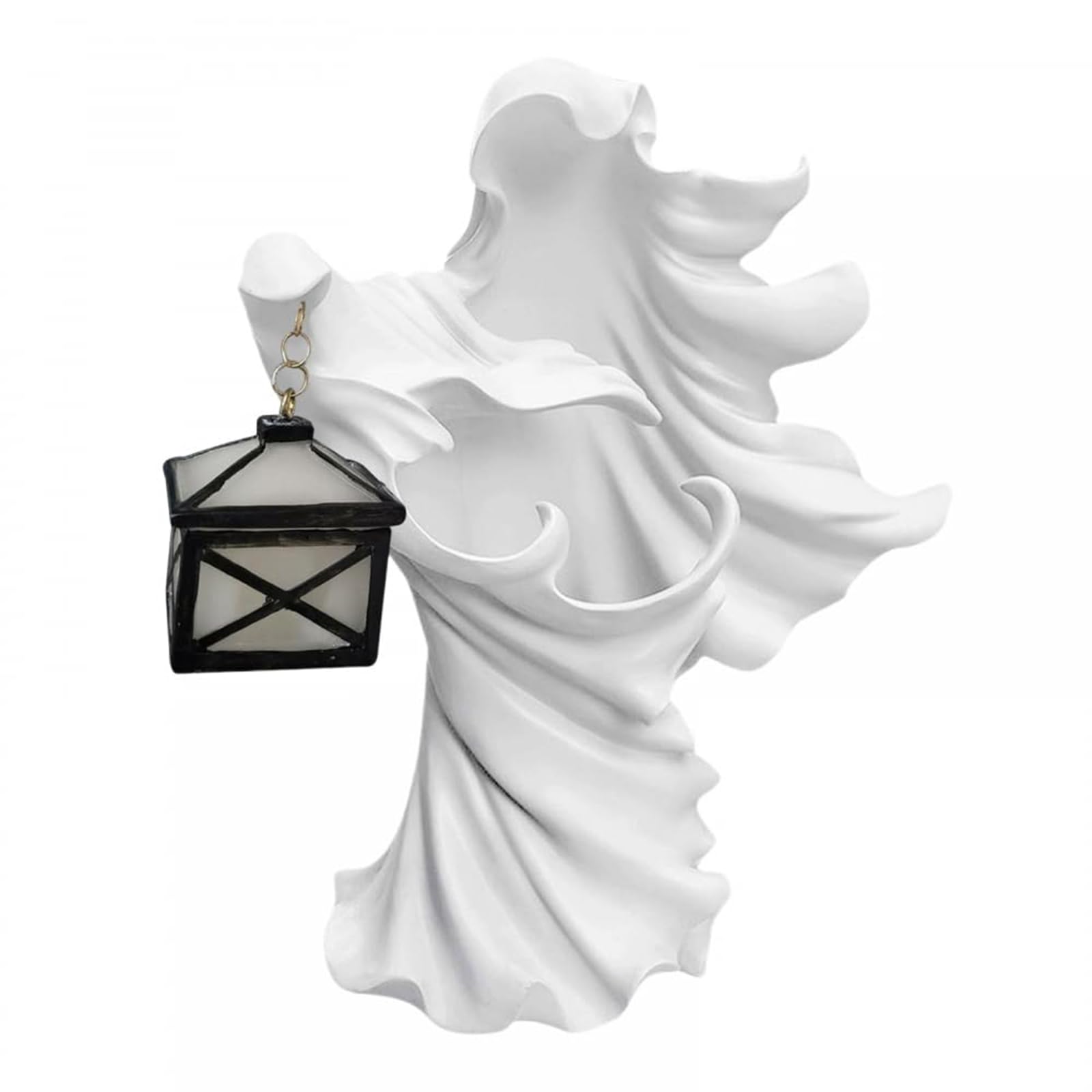 Black White Resin With Lantern Cracker Statue Halloween Decor Solar Black White Resin With Lantern Halloween Decor LED Light for sculpture