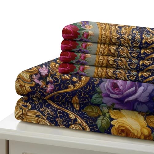 Parure de Lit Microfibre 3D Baroque 135x200cm Florale
