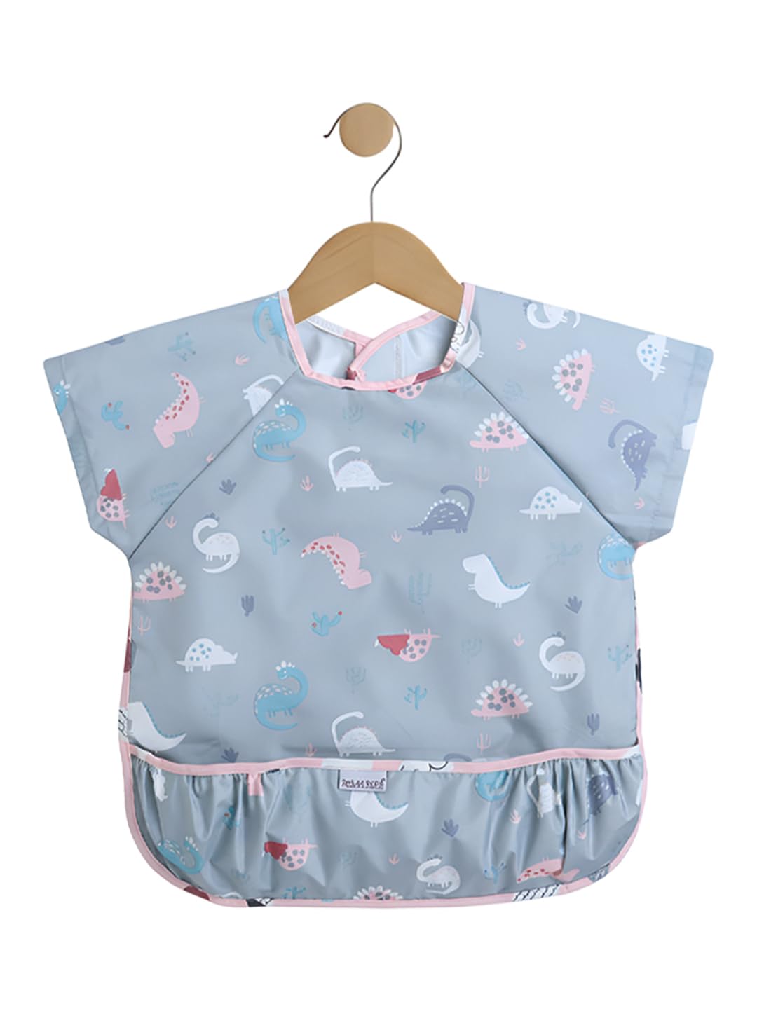 POLKA TOTS Waterproof Washable Half Sleeves Apron Feeding Bibs with Super Absorbent, Soft, Comfortable & Lightweight for Infants & Baby Toddlers (6 to 24 Months, Dino Design)-picture-11