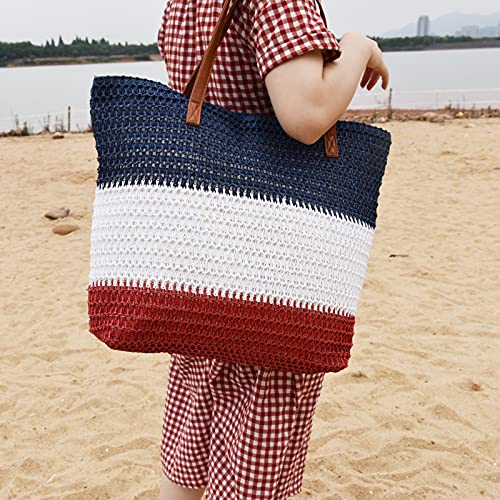 Bolso tote grande de paja para mujer miniatura 2