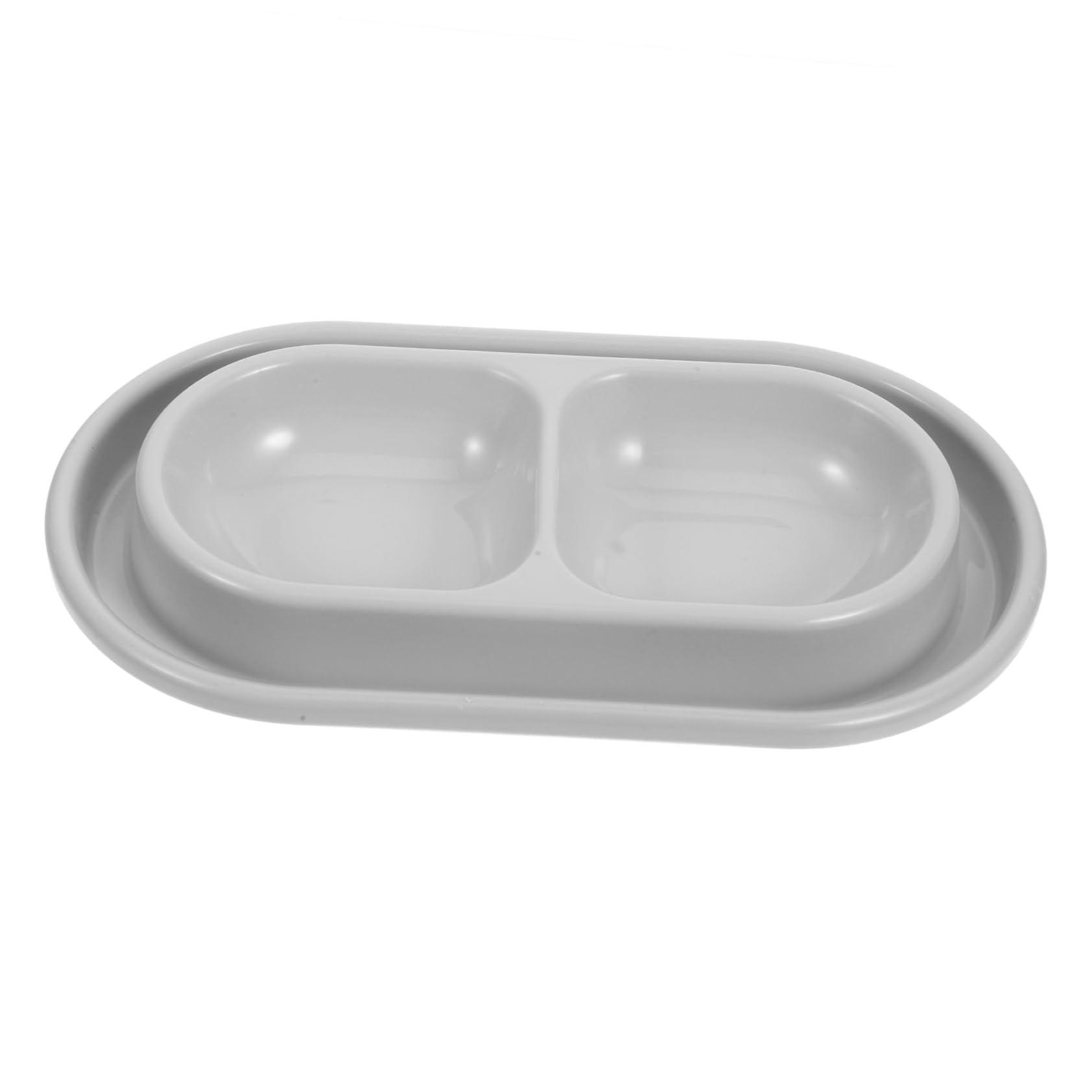 HOLIDYOYO Pet Feeding Double Bowls Set Space Saving Cat Food Holder Water Feeder for Dogs and Cats Deep Water Moat Design Sleek Finish for Spaces