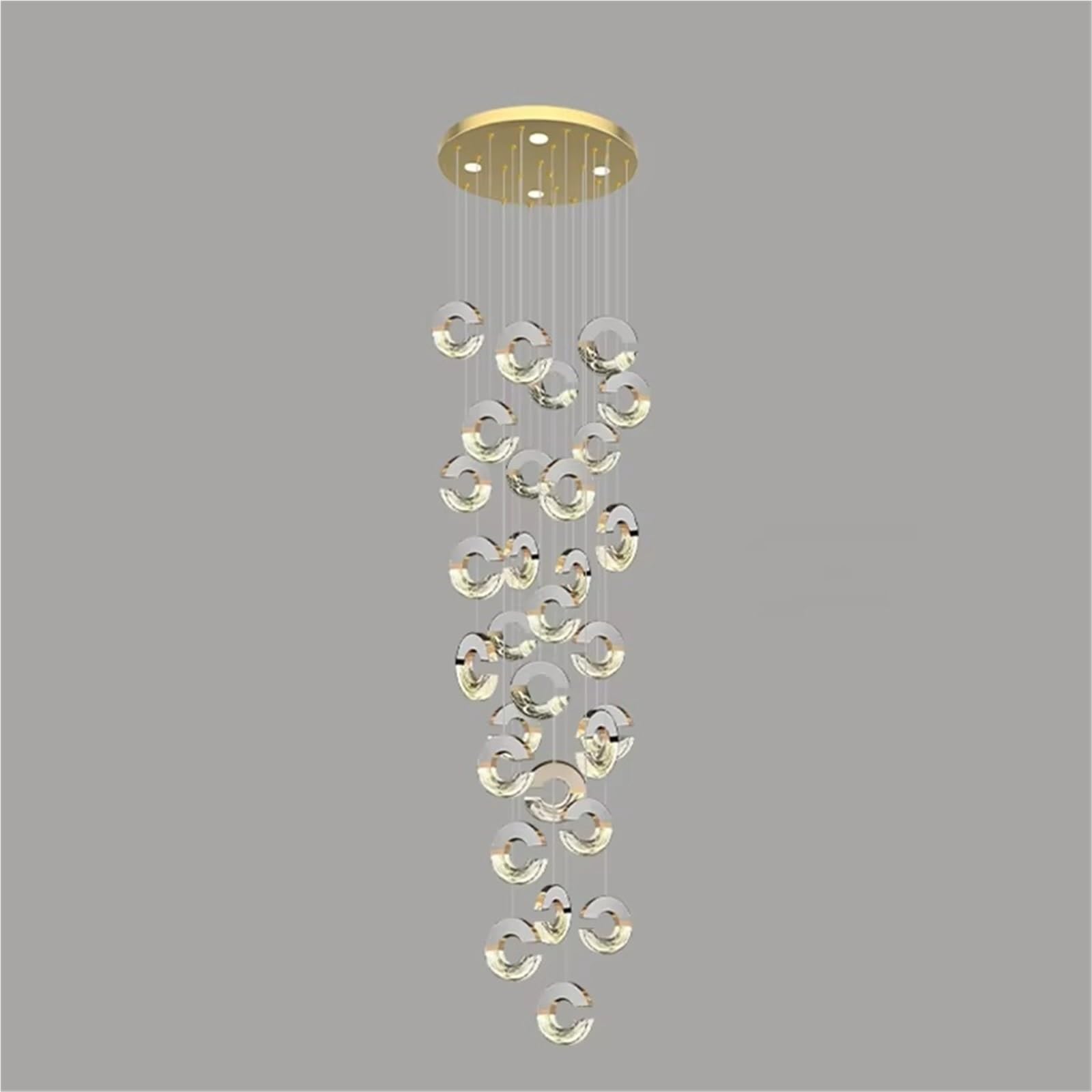 PCXEHUYP Scandinavian Modern Crystal Staircase Chandelier Luxury Villa Decoration Penthouse Living Room