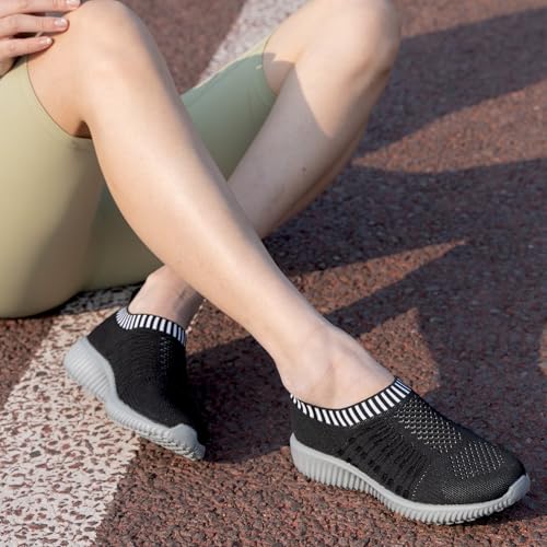Image of konhill Womens Walking Shoes Slip On Sneakers Breathable Mesh Lightweight Casual Footwear for Daily Commute