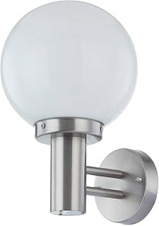 Outdoor Wall Light Nada (Modern) in Silver Made of Stainless Steel (1 Light Source, E27) from wall lamp for Exterior/Interior Walls House Terrace und Balcony