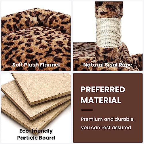 Image of SHA CERLIN 68 Inches Multi-Level Large Cat Tree for Large Kitties /Big Cat Tower with Condo /Cozy Plush Pussycat Perches /Sisal Scratching Posts and Hammocks /Activity Center /Leopard Print