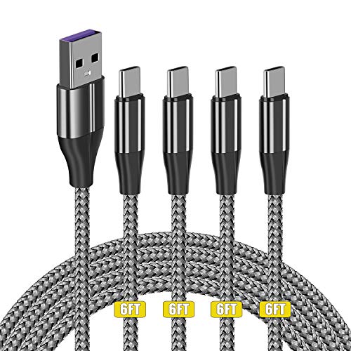 Limited Discount USB Type C Cable, [4-Pack 6ft] Charging 3A Fast Charge Quick Charger Type C Cord Compatible with Galaxy S9 S8 Plus S10 Note 10 9 8 Sony XZ, LG V20 / G5 / G6 and More