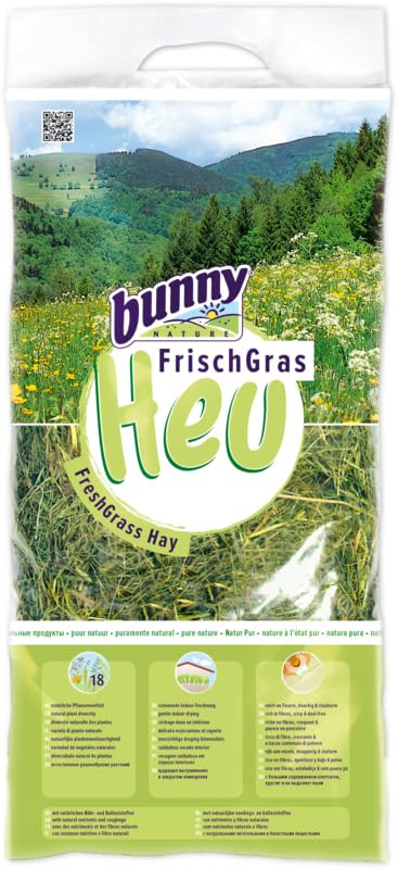 Bunny Nature Super Premium Fresh Grass Hay Pure Nature - 750 G | Premium Rabbit Food | High-Fiber, Natural Hay for Rabbits Single Food for Mammals