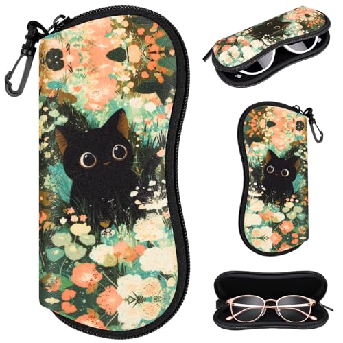 Image of Sunglasses Case with Belt Clip, Ultra Light Neoprene Zipper Soft Padded Glasses Case for Women Men